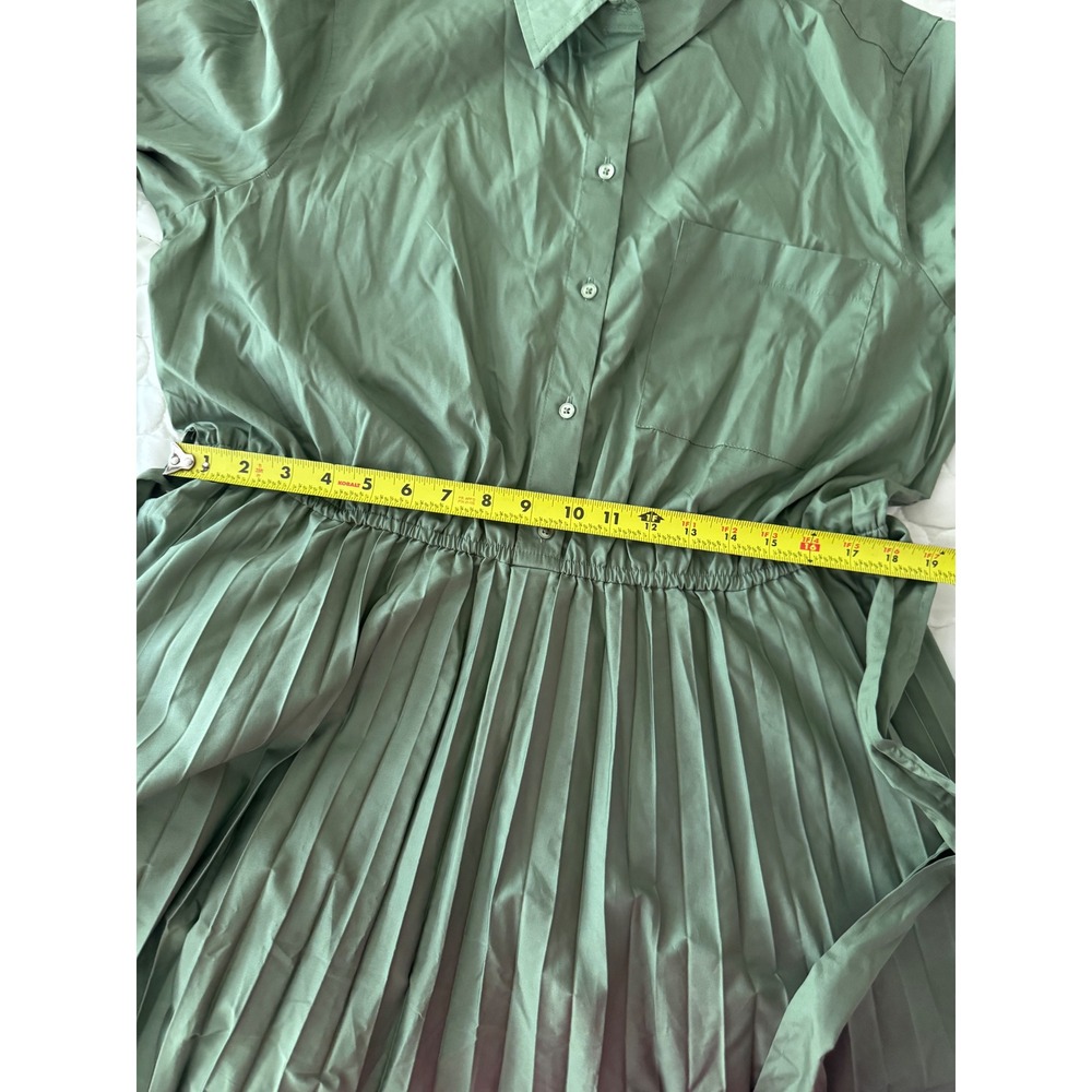 Free Assembly Pleated Shirtdress Olive Green Size XL New with Tags - Picture 9 of 9